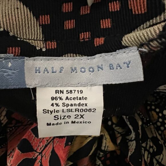 Half Moon Bay Cardigan Womenx 2X Multicolor Tropical Floral Print Slinky Art - Picture 2 of 10